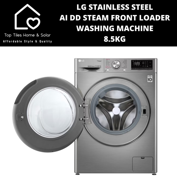 LG Stainless Steel AI DD Steam Front Loader Washing Machine - 8.5kg