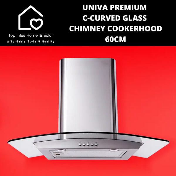 Univa Premium C-Curved Glass Chimney Cookerhood - 60cm