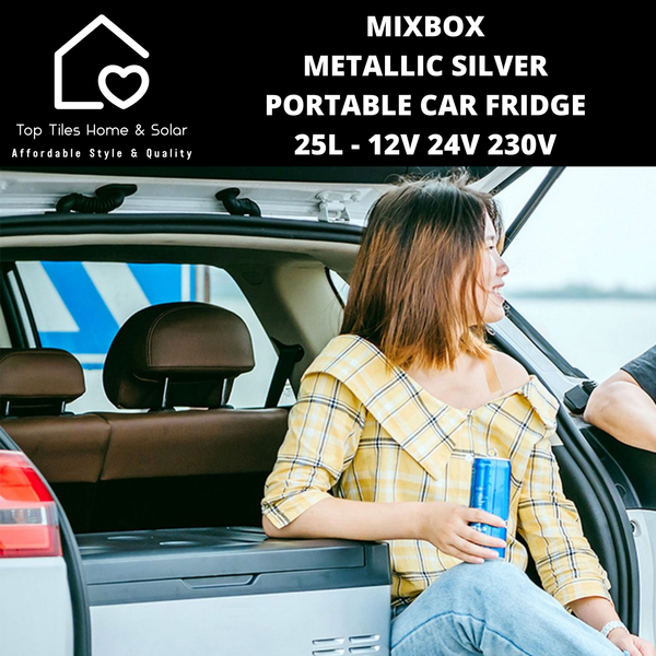 Mixbox Metallic Silver Portable Car Fridge - 25L - 12V/24V/230V