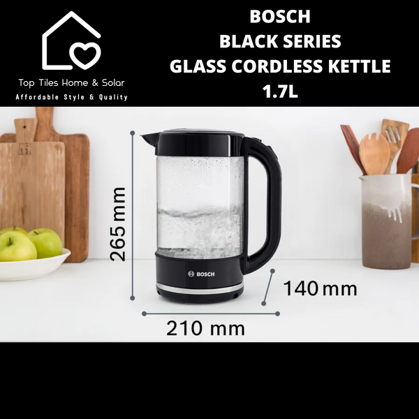 Bosch Black Series Glass Cordless Kettle - 1.7L