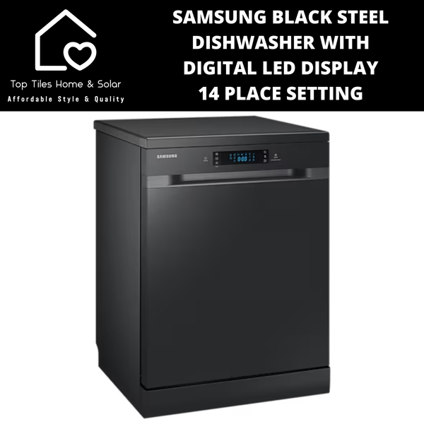 Samsung Black Steel Dishwasher with Digital LED Display - 14 Place Setting