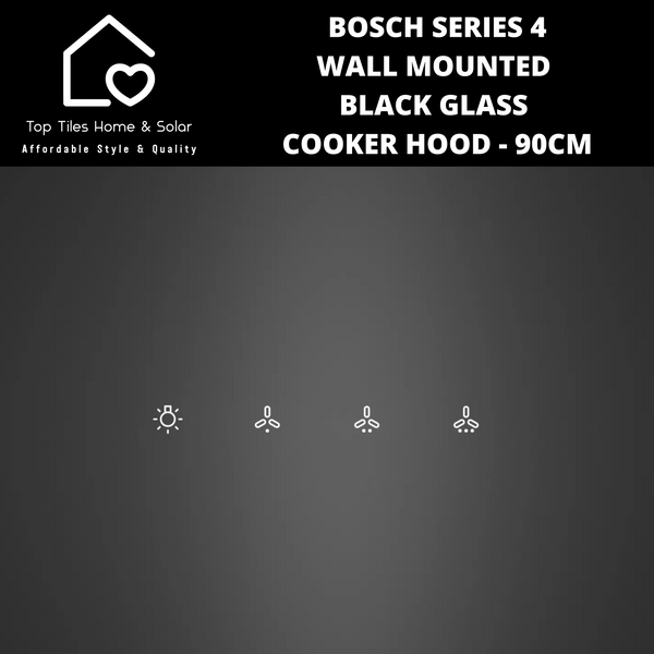 Bosch Series 4 - Wall Mounted Black Glass Cooker Hood - 90cm