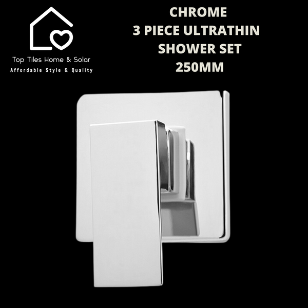 Chrome 3 Piece Ultrathin Shower Set - 250mm Square