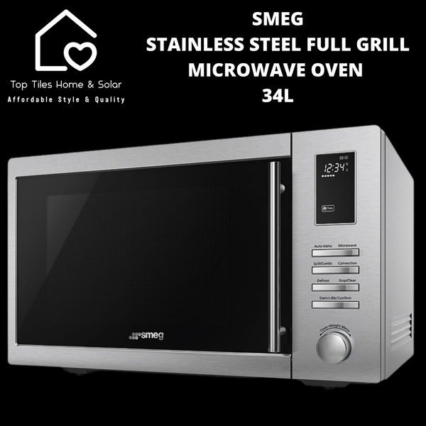 Smeg Stainless Steel Full Grill Microwave Oven - 34L