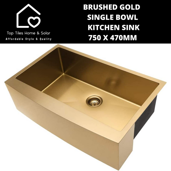 Brushed Gold Single Bowl Kitchen Sink - 750 x 470mm