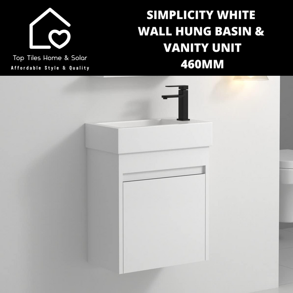 Simplicity White Wall Hung Basin & Vanity Unit - 460mm