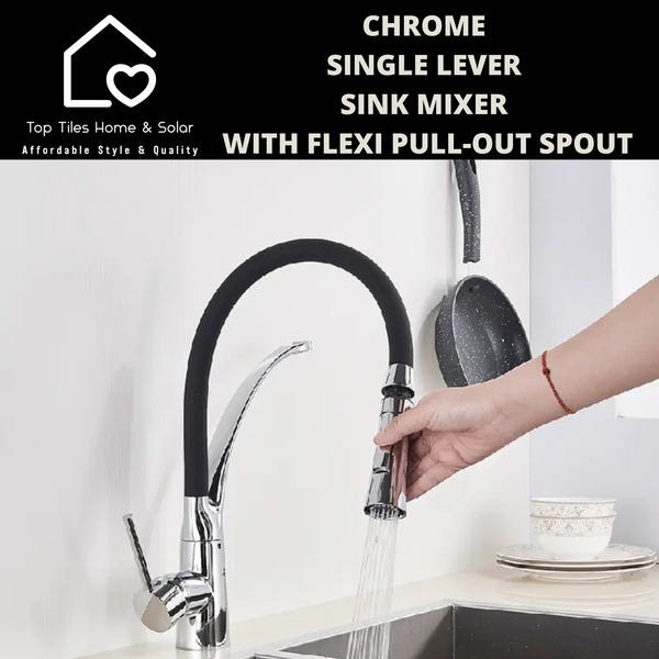 Chrome Single Lever Sink Mixer With Flexi Pull-Out Spout