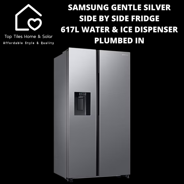 Samsung Gentle Silver Side by Side Fridge - 617L Water & Ice Dispenser