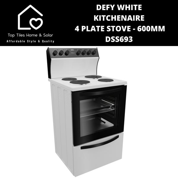 Defy Kitchenaire White 600 Series 4 Plate Stove - 600mm DSS693