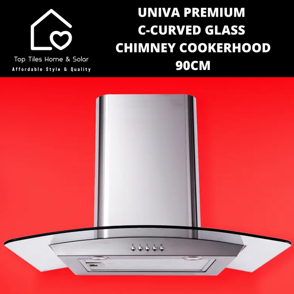 Univa Premium C-Curved Glass Chimney Cookerhood - 90cm