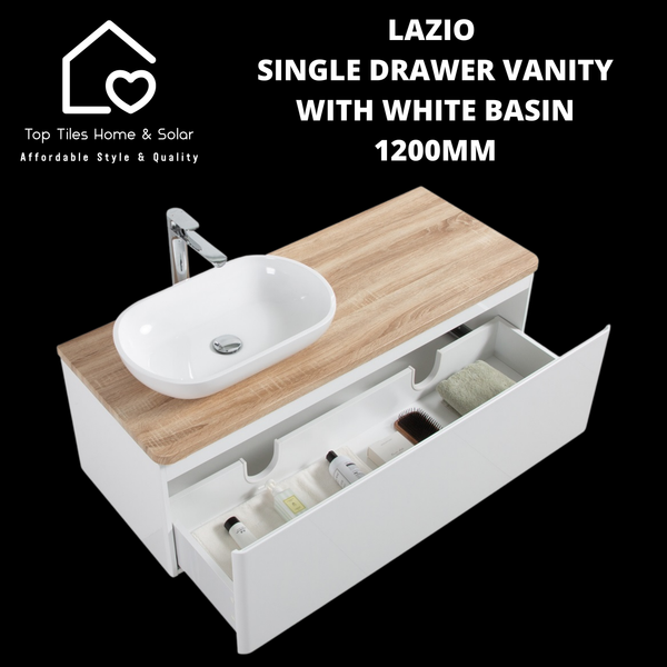 Lazio Single Drawer Vanity With White Basin - 1200mm