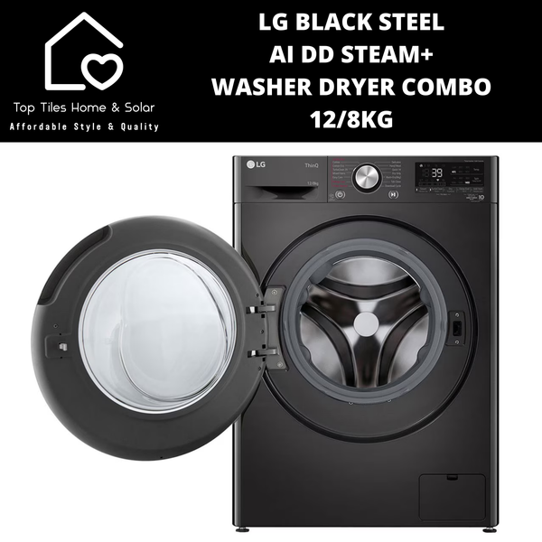 LG Black Steel AI DD Steam+ Washer Dryer Combo - 12/8kg