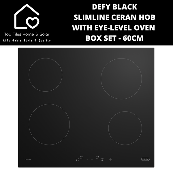 Defy Black Slimline Ceran Hob + Eye-Level Oven Box Set - 60cm