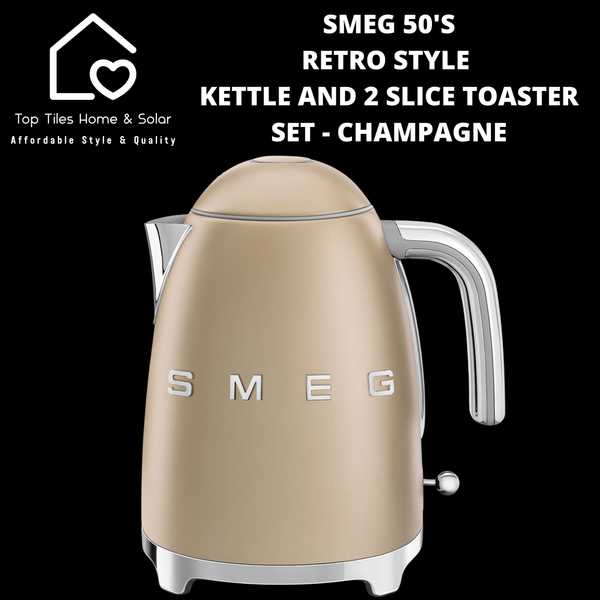 Smeg 50's Retro Style Kettle and 2 Slice Toaster Set - Champagne