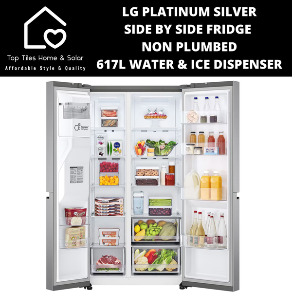 LG Platinum Silver Side by Side Fridge NP - 617L Water & Ice Dispenser