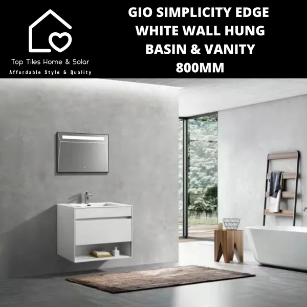 Gio Simplicity Edge White Wall Hung Basin & Vanity - 800mm