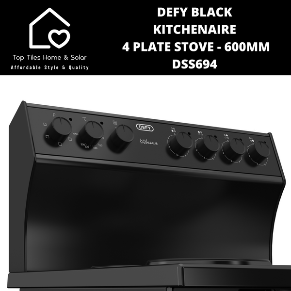 Defy Black Kitchenaire 4 Plate Stove - 600mm DSS694