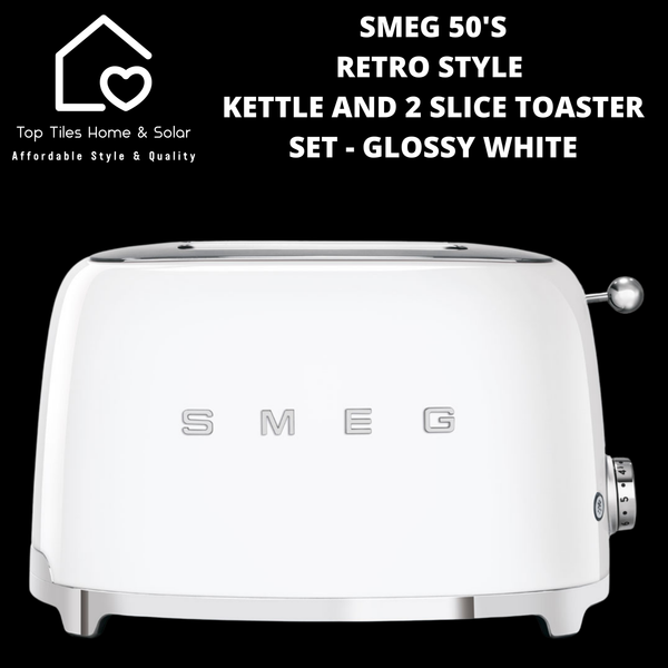 Smeg 50's Retro Style Kettle and 2 Slice Toaster Set - Glossy White