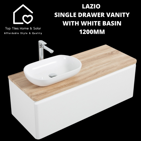 Lazio Single Drawer Vanity With White Basin - 1200mm