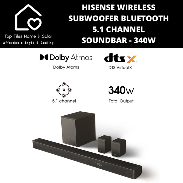 Hisense Wireless Subwoofer Bluetooth 5.1 Channel Soundbar - 340W