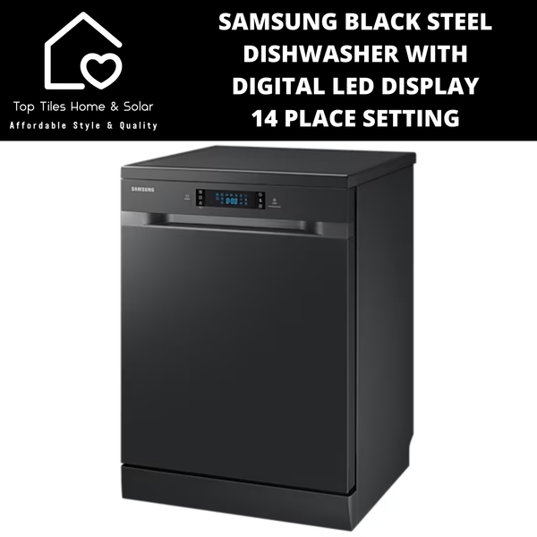 Samsung Black Steel Dishwasher with Digital LED Display - 14 Place Setting