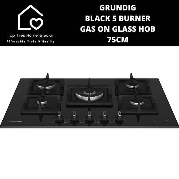 Grundig Black 5 Burner Gas on Glass Hob - 75cm