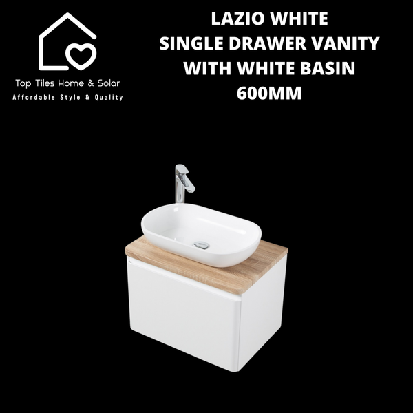 Lazio Single Drawer Vanity With White Basin - 600mm