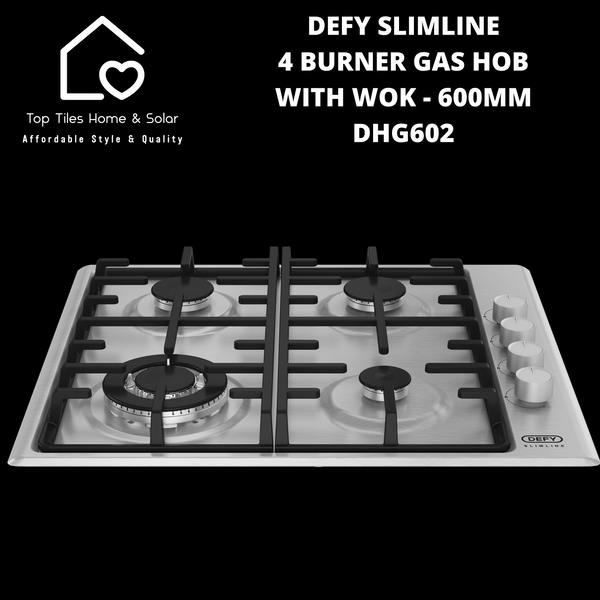 Defy Slimline 4 Burner Gas Hob With Wok - 600mm DHG602