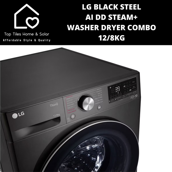 LG Black Steel AI DD Steam+ Washer Dryer Combo - 12/8kg