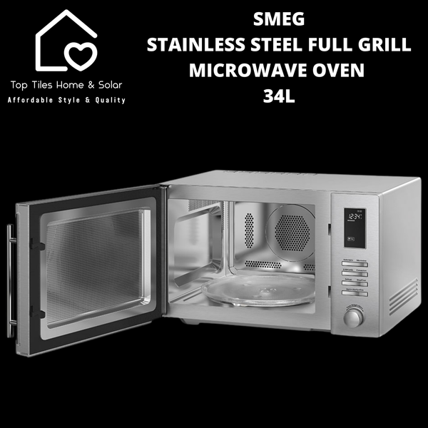 Smeg Stainless Steel Full Grill Microwave Oven - 34L