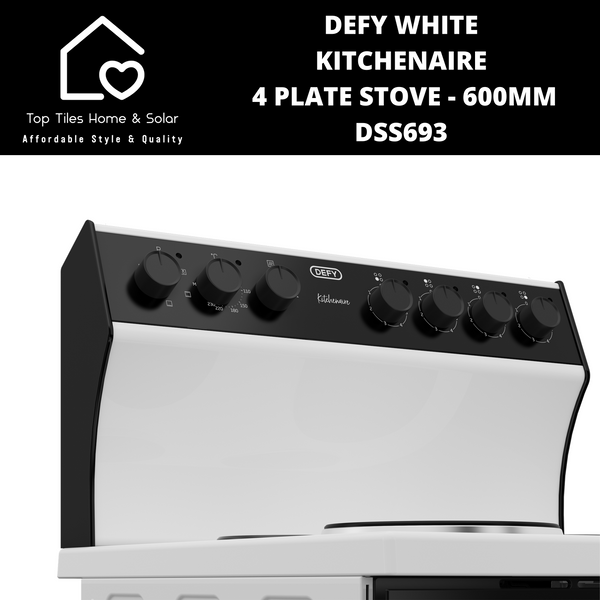 Defy Kitchenaire White 600 Series 4 Plate Stove - 600mm DSS693