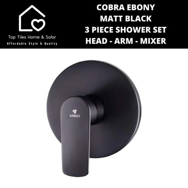 Cobra Ebony Matt Black 3 Piece Shower Set - Head - Arm - Mixer