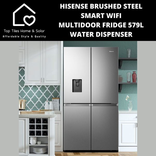 Hisense Brushed Steel Smart MultiDoor Fridge  - 579L Water Dispenser