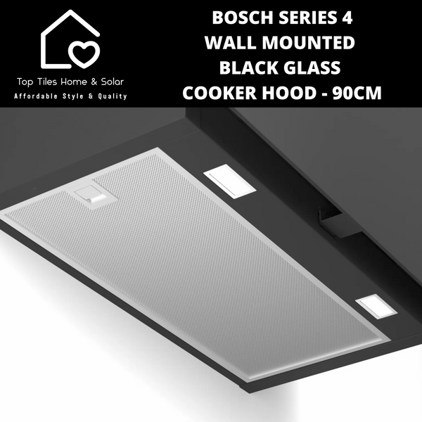 Bosch Series 4 - Wall Mounted Black Glass Cooker Hood - 90cm