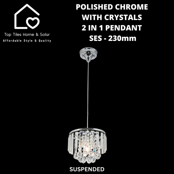 Polished Chrome with Crystals 2 in 1 Pendant - SES - 230mm