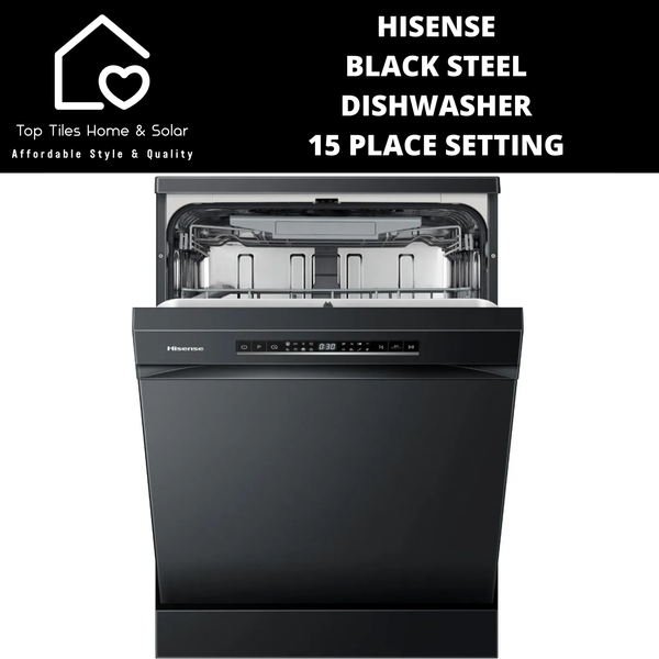 Hisense Black Steel Dishwasher - 15 Place Setting