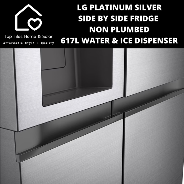 LG Platinum Silver Side by Side Fridge NP - 617L Water & Ice Dispenser