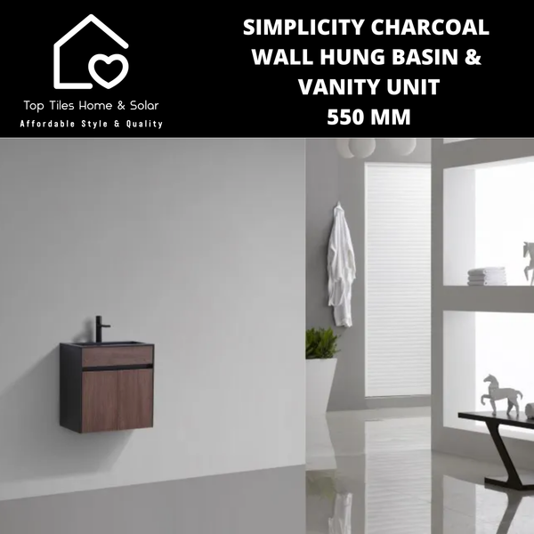 Simplicity Charcoal Wall Hung Basin & Vanity Unit - 550mm