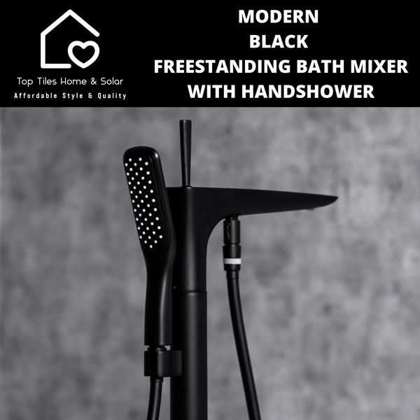 Modern Black Freestanding Bath Mixer With Handshower