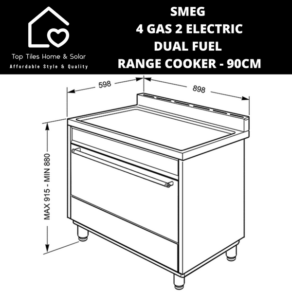 Smeg 4 Gas 2 Electric Dual Fuel Range Cooker - 90CM