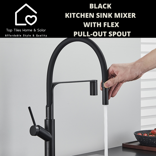 Black Kitchen Sink Mixer With Flexi Pull-Out Spout