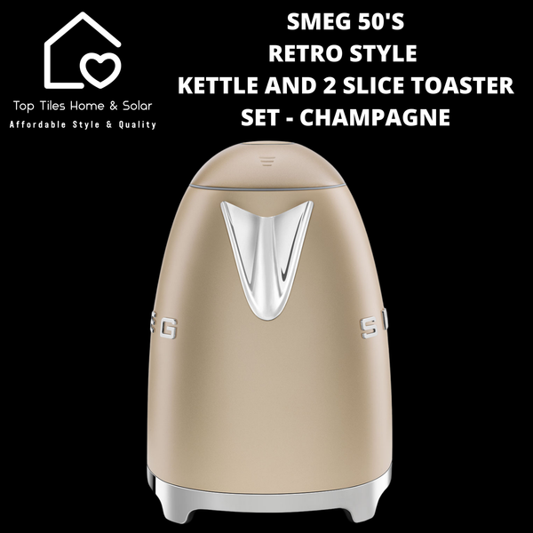 Smeg 50's Retro Style Kettle and 2 Slice Toaster Set - Champagne