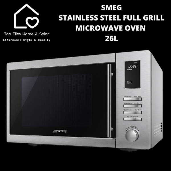 Smeg Stainless Steel Full Grill Microwave Oven - 26L