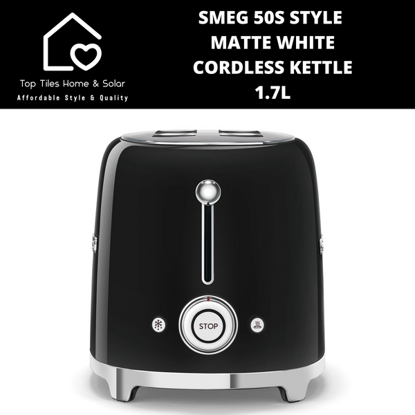 Smeg 50s Style Glossy Black 2 Slice Toaster - 950W