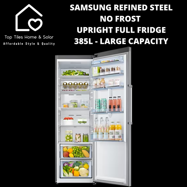 Samsung Refined Steel No Frost Upright Full Fridge - 385L Large Capacity