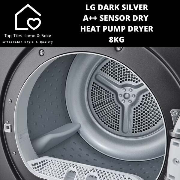 LG Dark Silver A++ Sensor Dry Heat Pump Dryer - 8kg