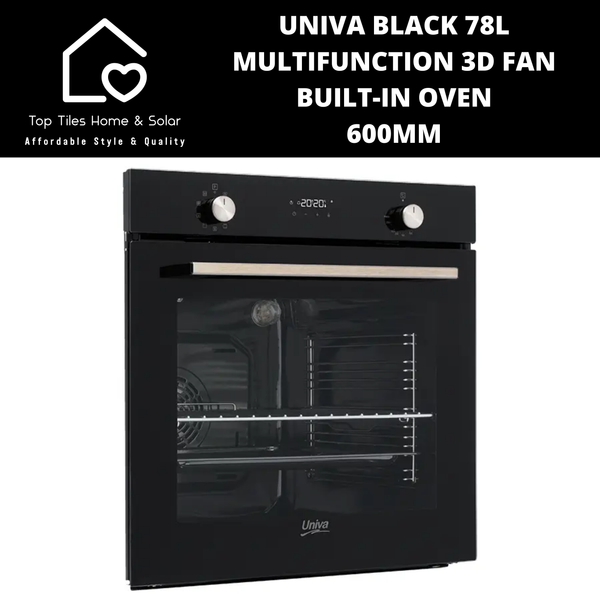 Univa Black 78L Multifunction 3D Fan Built-in oven - 600mm