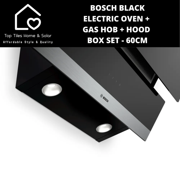 Bosch Black - Electric Oven + Gas Hob + Hood Box Set - 60cm