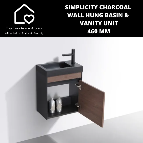 Simplicity Charcoal Wall Hung Basin & Vanity Unit - 460mm