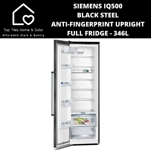 Siemens iQ500 Black Steel Anti-Fingerprint Upright Full Fridge - 346L